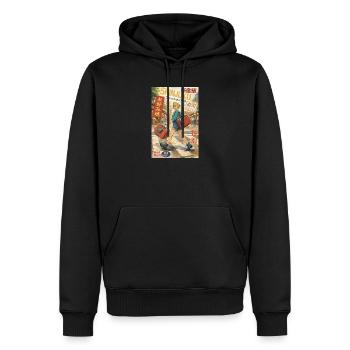 Shinjuku Streetwear Magazine - Männer Premium Bio Hoodie - Schwarz - Vorne - Nico (187cm)