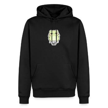 Humeur aujourd’hui : Non – Créature Kawaii Verte - Sweat à capuche Premium bio Homme - noir - Devant - Nico (187cm)