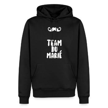 Team du marié - Sweat à capuche Premium bio Homme - noir - Devant - Nico (187cm)