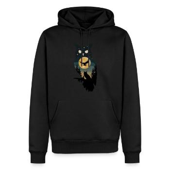 Niedliche Eule als Zauberer für einen Eulen Fans - Männer Premium Bio Hoodie - Schwarz - Vorne - Nico (187cm)