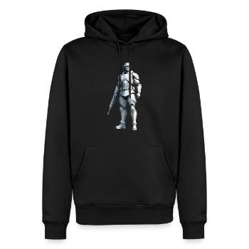 Soldat - Low Poly Army Design - Männer Premium Bio Hoodie - Schwarz - Vorne - Nico (187cm)