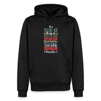 Éducateur d’enseignants en garderie - Sweat à capuche Premium bio Homme - noir - Devant - Nico (187cm)