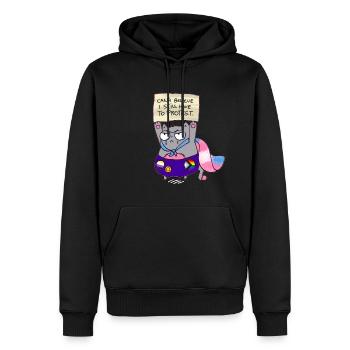 Pride Cat - Can't believe I still have to protest - Männer Premium Bio Hoodie - Schwarz - Vorne - Nico (187cm)