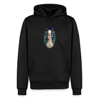 Déesse Bastet, Déesse de la douceur du foyer - Sweat à capuche Premium bio Homme - noir - Devant - Nico (187cm)
