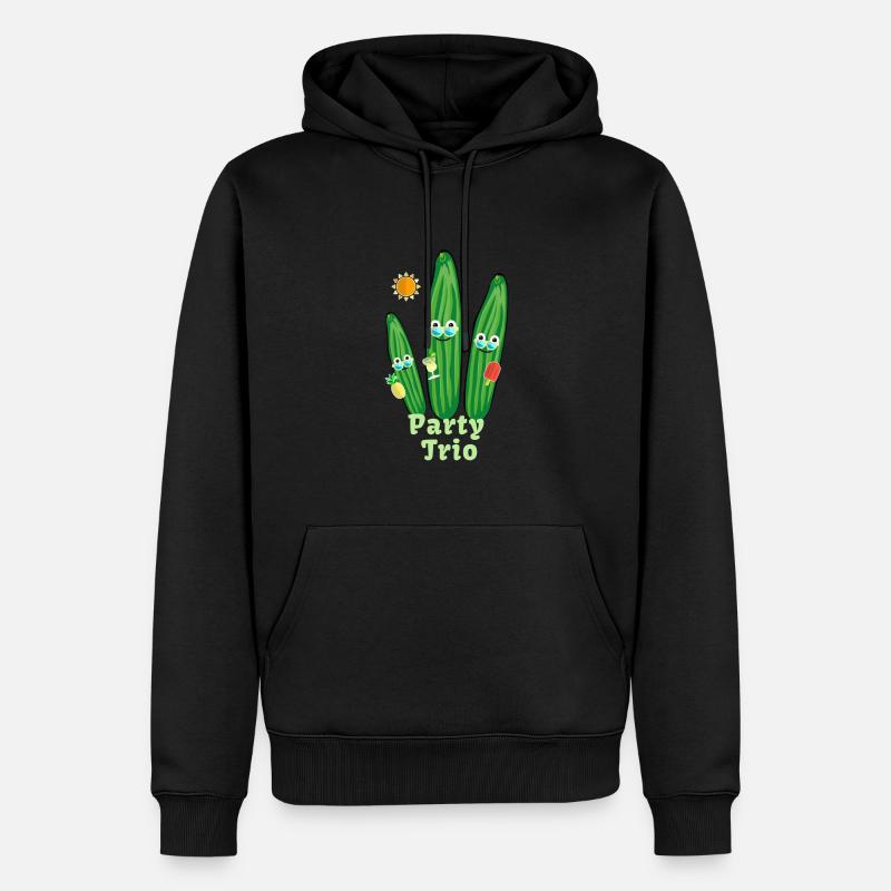 Famille de concombres,Concombre,Concombre,Mouche,Trio - Sweat à capuche Premium bio Homme - noir