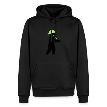 Ein Hiphop Star singt in ein Mikrofon - Männer Premium Bio Hoodie - Schwarz - Vorne - Nico (187cm)