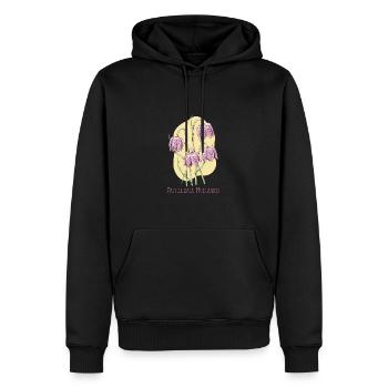 Dessin botanique en damier cube - Sweat à capuche Premium bio Homme - noir - Devant - Nico (187cm)