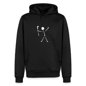 joueur de hockey sur gazon heureux-joueur de hockey sur gazon - Sweat à capuche Premium bio Homme - noir - Devant - Nico (187cm)