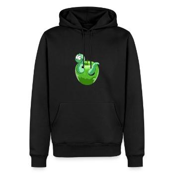 Pomme avec un drôle de ver - Sweat à capuche Premium bio Homme - noir - Devant - Nico (187cm)