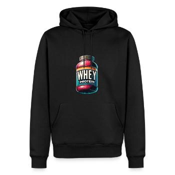 Molkenprotein-Muskel - Männer Premium Bio Hoodie - Schwarz - Vorne - Nico (187cm)