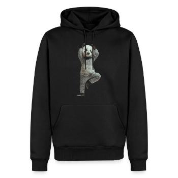 Panda - Männer Premium Bio Hoodie - Schwarz - Vorne - Nico (187cm)