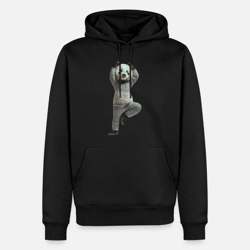Panda - Männer Premium Bio Hoodie - Schwarz