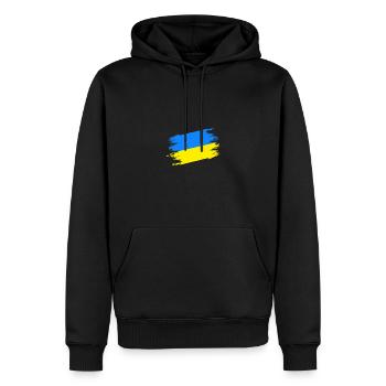 Drapeau ukrainien Coup de pinceau bleu et jaune - Sweat à capuche Premium bio Homme - noir - Devant - Nico (187cm)