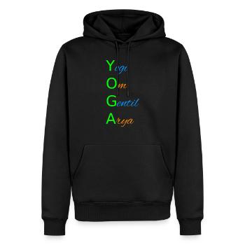 YOGA Yogi Om Gentil Arya - Des fondements du yoga - Sweat à capuche Premium bio Homme - noir - Devant - Nico (187cm)