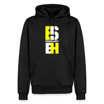 Es eskaliert eh - Männer Premium Bio Hoodie - Schwarz - Vorne - Nico (187cm)