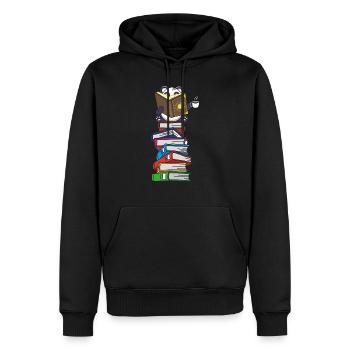 Panda Bücher mit Kaffee - Männer Premium Bio Hoodie - Schwarz - Vorne - Nico (187cm)