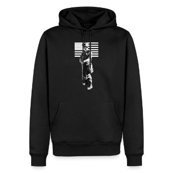 soldats militaire - Sweat à capuche Premium bio Homme - noir - Devant - Nico (187cm)