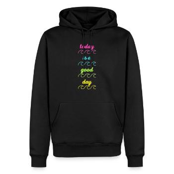 back - today is a good day - Männer Premium Bio Hoodie - Schwarz - Vorne - Nico (187cm)