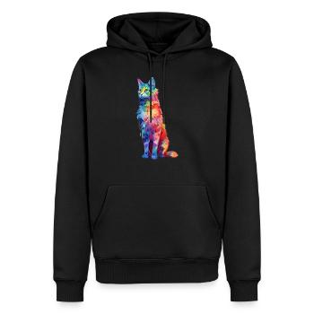 Farbig schöne Katze in verschiedenen Farbmustern - Männer Premium Bio Hoodie - Schwarz - Vorne - Nico (187cm)