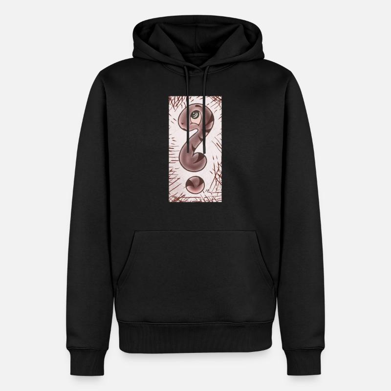 Fragezeichen Schlange braun schmal - Männer Premium Bio Hoodie - Schwarz