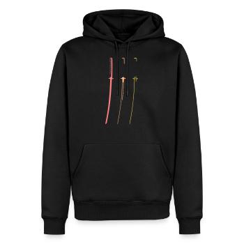 Katana trois couleurs rétro Samurai épées Japon - Sweat à capuche Premium bio Homme - noir - Devant - Nico (187cm)