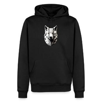 Tête du Loup Blanc - Sweat à capuche Premium bio Homme - noir - Devant - Nico (187cm)