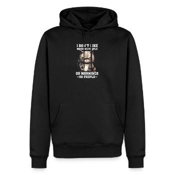 i dont like morning people Cat coffee - Männer Premium Bio Hoodie - Schwarz - Vorne - Nico (187cm)