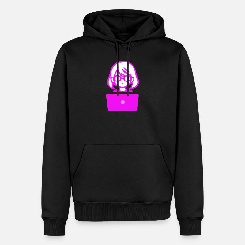 Woman with Computer Programmer Coder - Men’s Premium Organic Hoodie - black