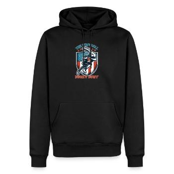 Lièvre aujourd’hui, parti demain : la fureur poilue du football - Sweat à capuche Premium bio Homme - noir - Devant - Nico (187cm)