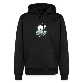 Majestätischer Eisbär mit Krone auf Eisscholle - Männer Premium Bio Hoodie - Schwarz - Vorne - Nico (187cm)
