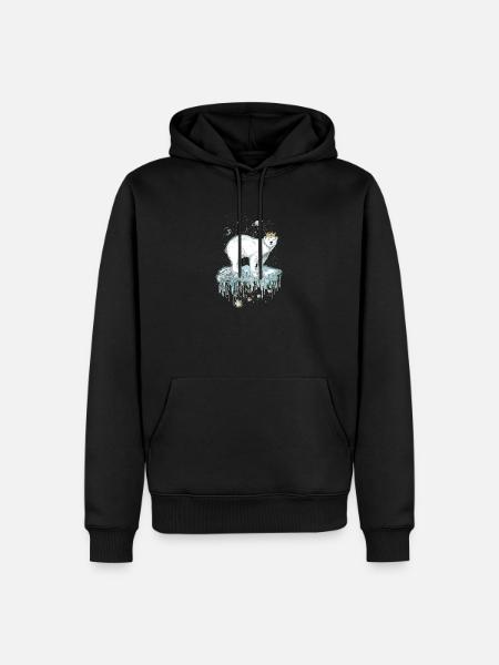 Majestätischer Eisbär mit Krone auf Eisscholle - Herre Premium økologisk hoodie - sort
