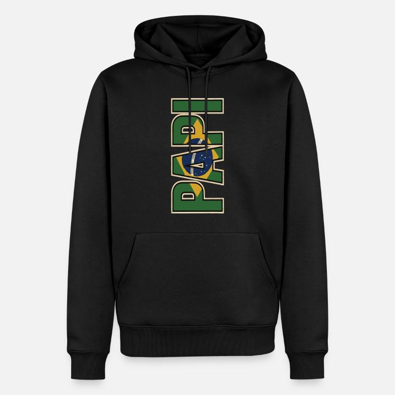 PAPI Brasil – Style rétro avec drapeaux - Sweat à capuche Premium bio Homme - noir