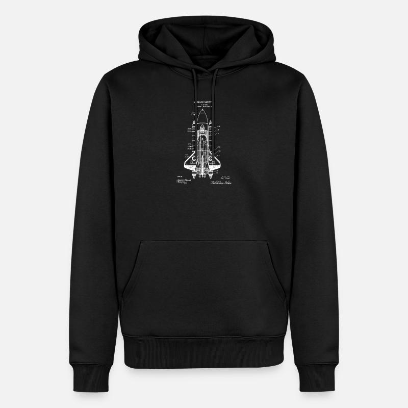 Space Shuttle-Bauplan - Männer Premium Bio Hoodie - Schwarz