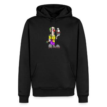 Clown & Lapin – Dessin animé magique drôle - Sweat à capuche Premium bio Homme - noir - Devant - Nico (187cm)