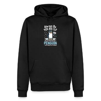 Sei immer du selbst, es sei denn, du kannst ein Pinguin sein - Männer Premium Bio Hoodie - Schwarz - Vorne - Nico (187cm)