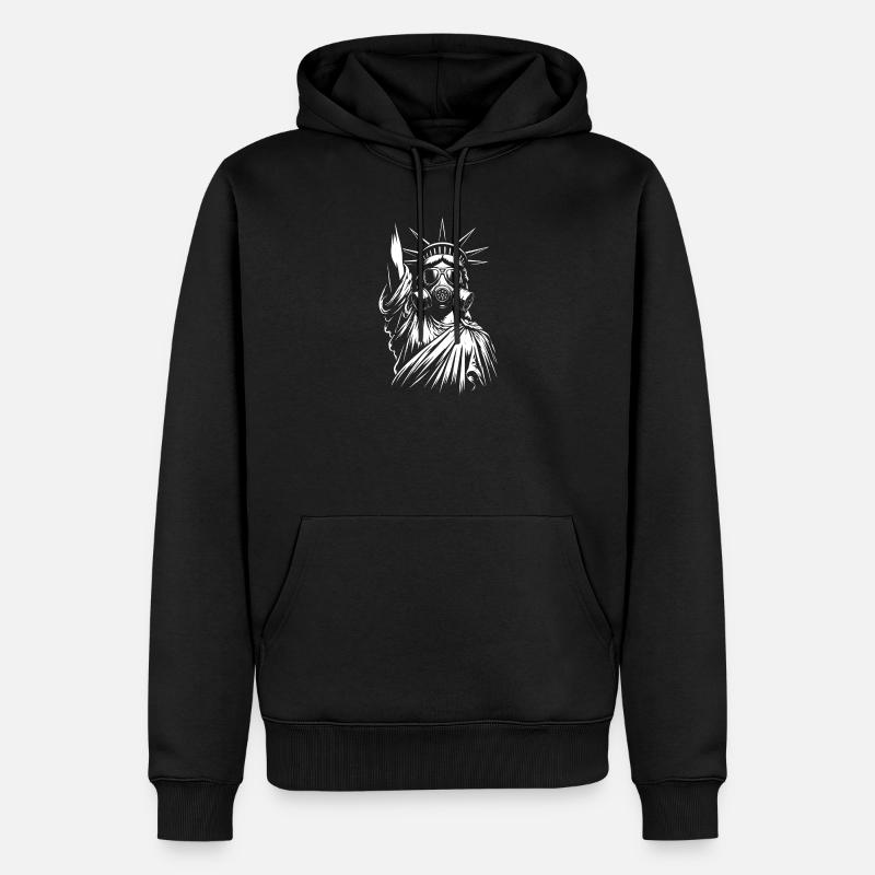Freiheitsstatue mit Gasmasken-Design - Männer Premium Bio Hoodie - Schwarz