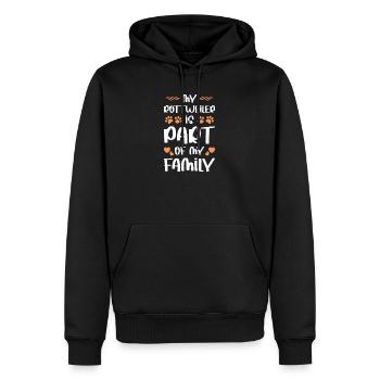 Mein Rottweiler ist Teil meiner Familie - Männer Premium Bio Hoodie - Schwarz - Vorne - Nico (187cm)