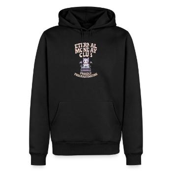 Club du Lundi Éternel Chat Procrastination - Sweat à capuche Premium bio Homme - noir - Devant - Nico (187cm)