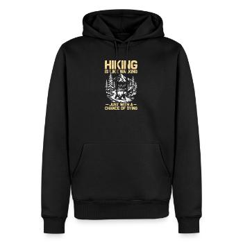 Hiking is like walking Wandern Berge Bergsteigen - Männer Premium Bio Hoodie - Schwarz - Vorne - Nico (187cm)
