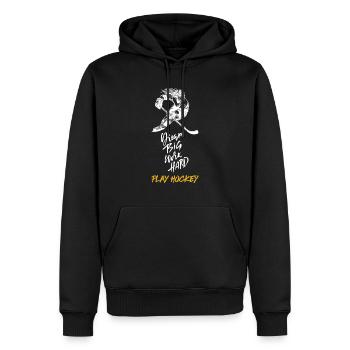 Dream Big, Work Hard, Play Hockey - Männer Premium Bio Hoodie - Schwarz - Vorne - Nico (187cm)