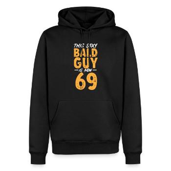 Bald Head Baldness Beard Bald Head - Men’s Premium Organic Hoodie - black - Front - Nico (187cm)