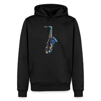 Saxophone Poisson - Sweat à capuche Premium bio Homme - noir - Devant - Nico (187cm)