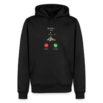 appel du jardin - Sweat à capuche Premium bio Homme - noir - Devant - Nico (187cm)