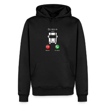 appel du camion - Sweat à capuche Premium bio Homme - noir - Devant - Nico (187cm)