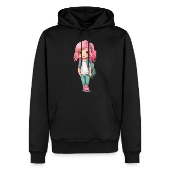 Conception de dessin animé mignonne de première année d’école de première année - Sweat à capuche Premium bio Homme - noir - Devant - Nico (187cm)