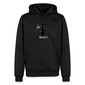 Ich mag Katzen! Lustiges Kitty Shirt Design - Männer Premium Bio Hoodie - Schwarz - Vorne - Nico (187cm)