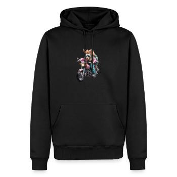 Freaky Biker Unicorn - Men’s Premium Organic Hoodie - black - Front - Nico (187cm)