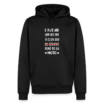 L'avenir appartient t-shirt pour motard - Sweat à capuche Premium bio Homme - noir - Devant - Nico (187cm)