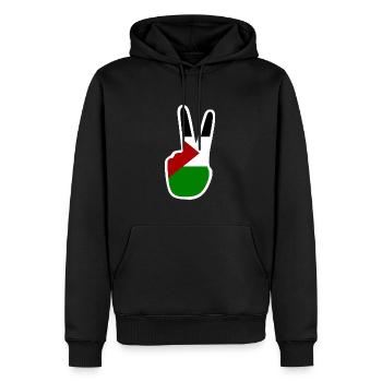 Free palestine - Sweat à capuche Premium bio Homme - noir - Devant - Nico (187cm)