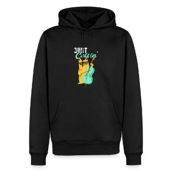 Lustiges Cello-Katzen-Design für Cello-Spieler - Männer Premium Bio Hoodie - Schwarz - Vorne - Nico (187cm)